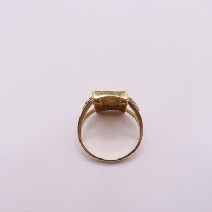 .999 Fine Gold 1 Gram Ingot Bar 14K Yellow Gold Bezel with Diamonds Ring Size 7.25 3.5g