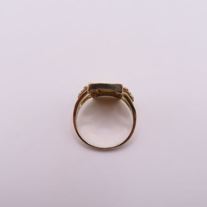 .999 Fine Gold 1 Gram Ingot Bar 14K Yellow Gold Bezel with Diamonds Ring Size 7.25 3.5g