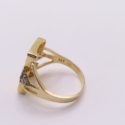 .999 Fine Gold 1 Gram Ingot Bar 14K Yellow Gold Bezel with Diamonds Ring Size 7.25 3.5g