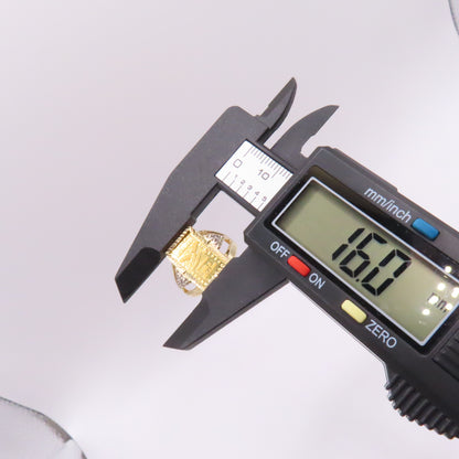 .999 Fine Gold 1 Gram Ingot Bar 14K Yellow Gold Bezel with Diamonds Ring Size 7.25 3.5g