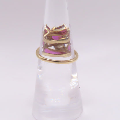 14K Yellow Gold Round Ruby and Diamond Tiered Cluster Ring Size 5 4.2g