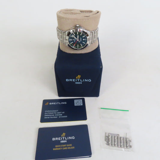 Breitling Chronomat Automatic GMT 40mm Automatic Watch Green Dial Stainless Steel