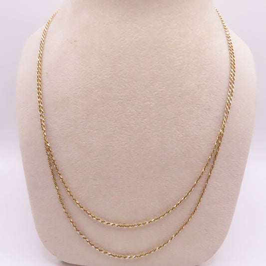 14K Two-Tone Gold Diamond Cut Rope Chain 38" Necklace Italy 8g Yellow White Gold