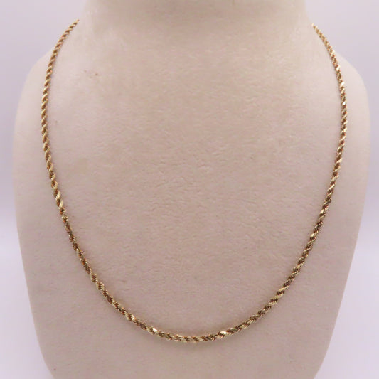 14K Yellow Gold Diamond Cut Rope Chain 21" 8.9g