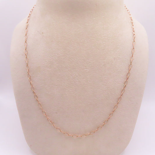 14K Rose Gold Textured Oval Link Chain Necklace 18" 3.1g