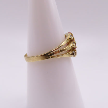 14K Yellow Gold Princess Cut Ruby Split Shank Stacker Ring Size 7.25 2.4g