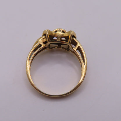 18K Yellow Gold Blue & Green Enamel Inlay Buckle Motif MCM Ring Size 7 4.7g