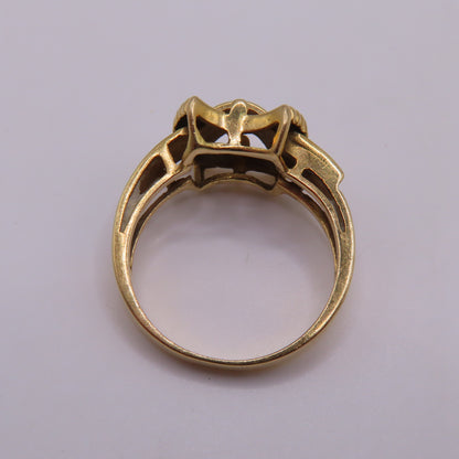 18K Yellow Gold Blue & Green Enamel Inlay Buckle Motif MCM Ring Size 7 4.7g