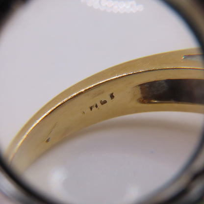 18K Yellow Gold Blue & Green Enamel Inlay Buckle Motif MCM Ring Size 7 4.7g