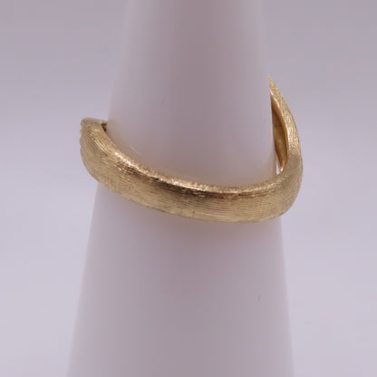 14K Yellow Gold Green Jade Cabochon Diamond Textured Asymmetrical Ring Size 6.5 7.1g