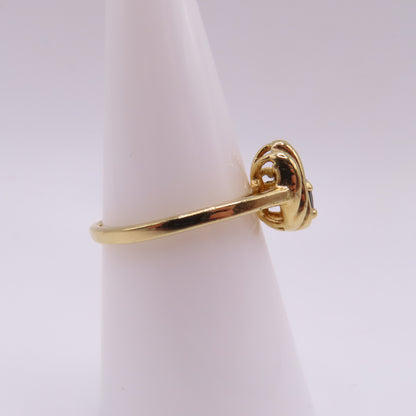 Vintage 14K Yellow Gold Oval Sapphire Ribbed Asymmetrical Ring Size 7 2.3g