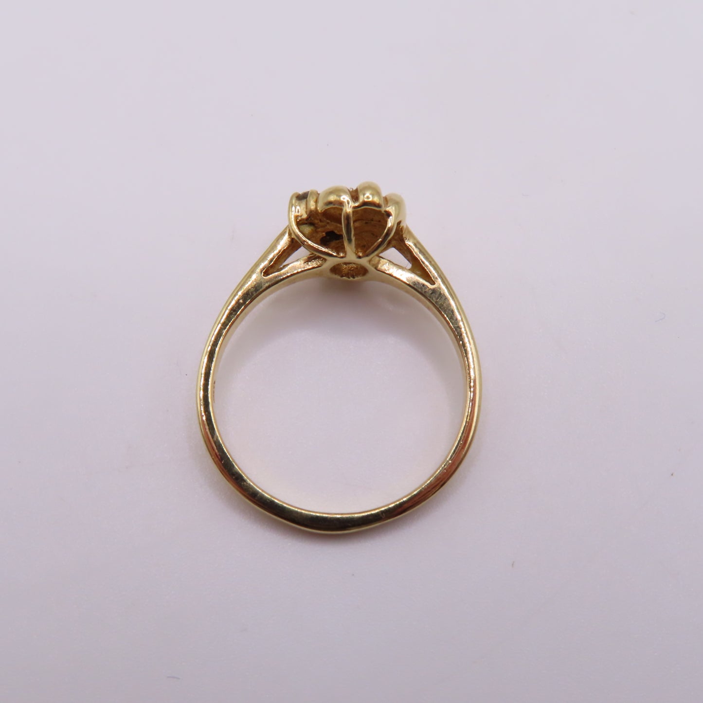 Vintage 14K Yellow Gold Oval Sapphire Ribbed Asymmetrical Ring Size 7 2.3g