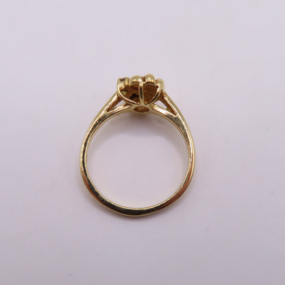 Vintage 14K Yellow Gold Oval Sapphire Ribbed Asymmetrical Ring Size 7 2.3g