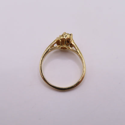 Vintage 14K Yellow Gold Oval Sapphire Ribbed Asymmetrical Ring Size 7 2.3g