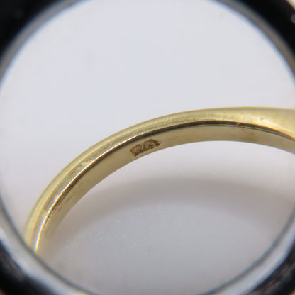 Vintage 14K Yellow Gold Oval Sapphire Ribbed Asymmetrical Ring Size 7 2.3g