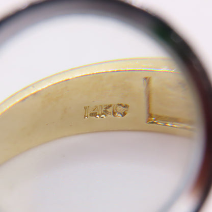 14K Two Tone Gold Diamond Cut Chevron Pavé Accent Band Ring Size 9.5 3.2g