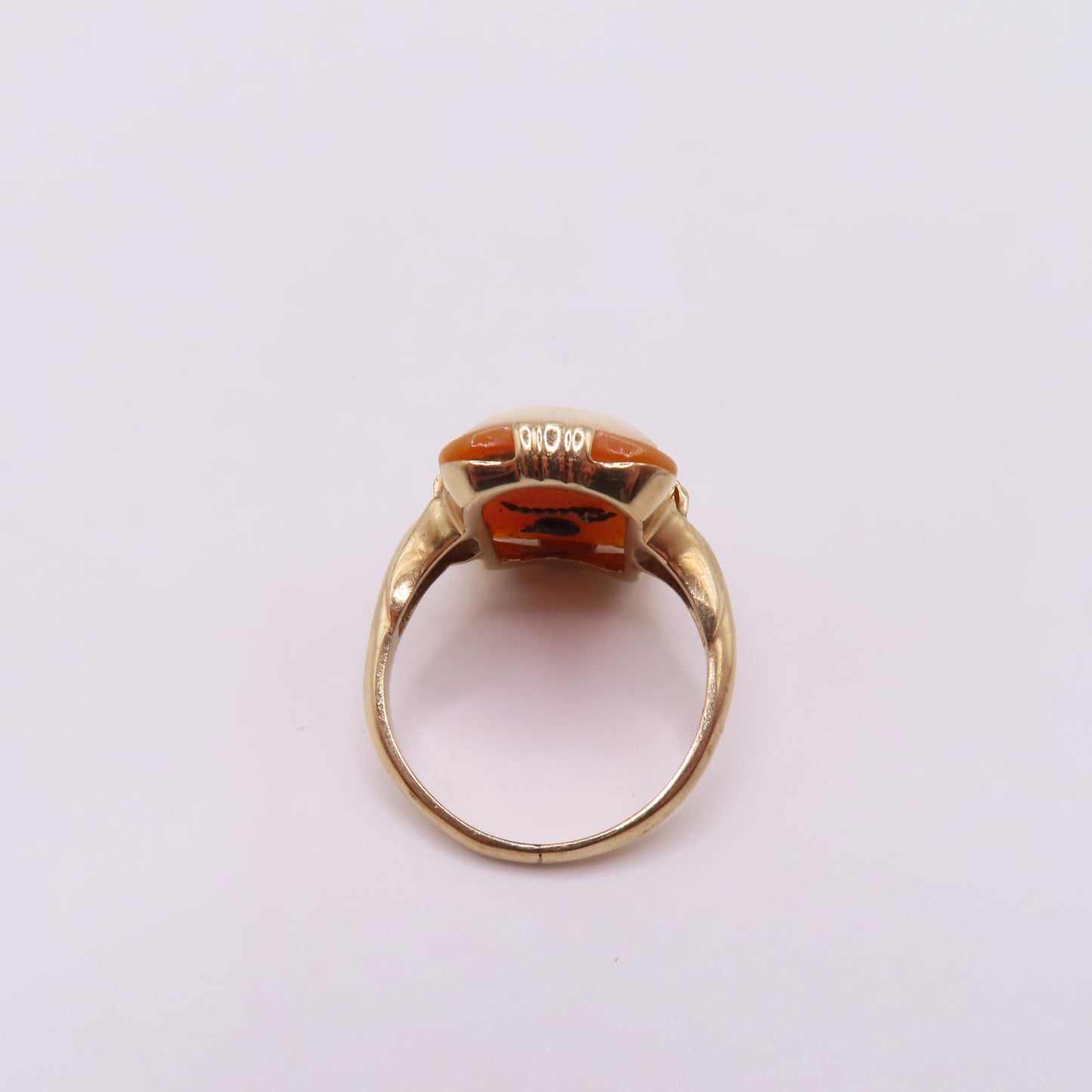 Vintage 10K Yellow Gold Habillé Cameo Shell Carved Lady Ring Size 5.5 3.2g
