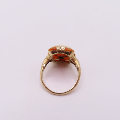 Vintage 10K Yellow Gold Habillé Cameo Shell Carved Lady Ring Size 5.5 3.2g