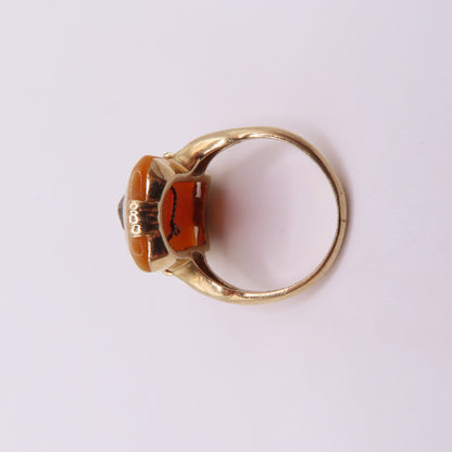 Vintage 10K Yellow Gold Habillé Cameo Shell Carved Lady Ring Size 5.5 3.2g