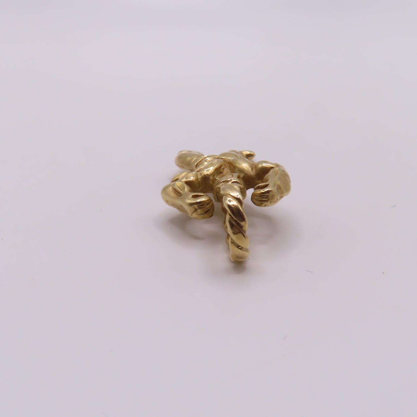 14K Yellow Gold Bodybuilder Muscle Man Fitness Figure Pendant Charm 1.5" 5.8g