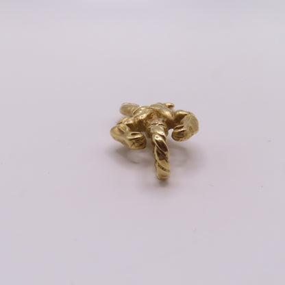 14K Yellow Gold Bodybuilder Muscle Man Fitness Figure Pendant Charm 1.5" 5.8g