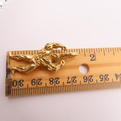 14K Yellow Gold Bodybuilder Muscle Man Fitness Figure Pendant Charm 1.5" 5.8g