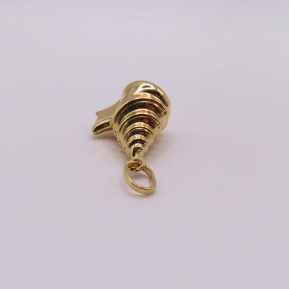 18K Yellow Gold Conch Sea Shell Pendant Marine Nautical Ocean Charm 1.5" 2.5g