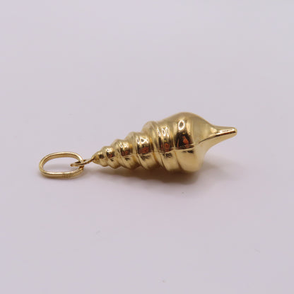 18K Yellow Gold Conch Sea Shell Pendant Marine Nautical Ocean Charm 1.5" 2.5g