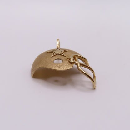 14K Yellow Gold Dallas Cowboys Football Helmet Pendant Charm 1994 Super Bowl XXVIII 1.25" 2.5g
