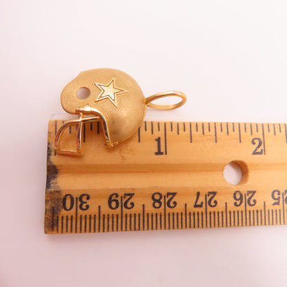 14K Yellow Gold Dallas Cowboys Football Helmet Pendant Charm 1994 Super Bowl XXVIII 1.25" 2.5g