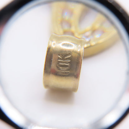 10K Yellow Gold Open Loop Infinite Celtic Cross Pavé Pendant 1.5" 2.7g