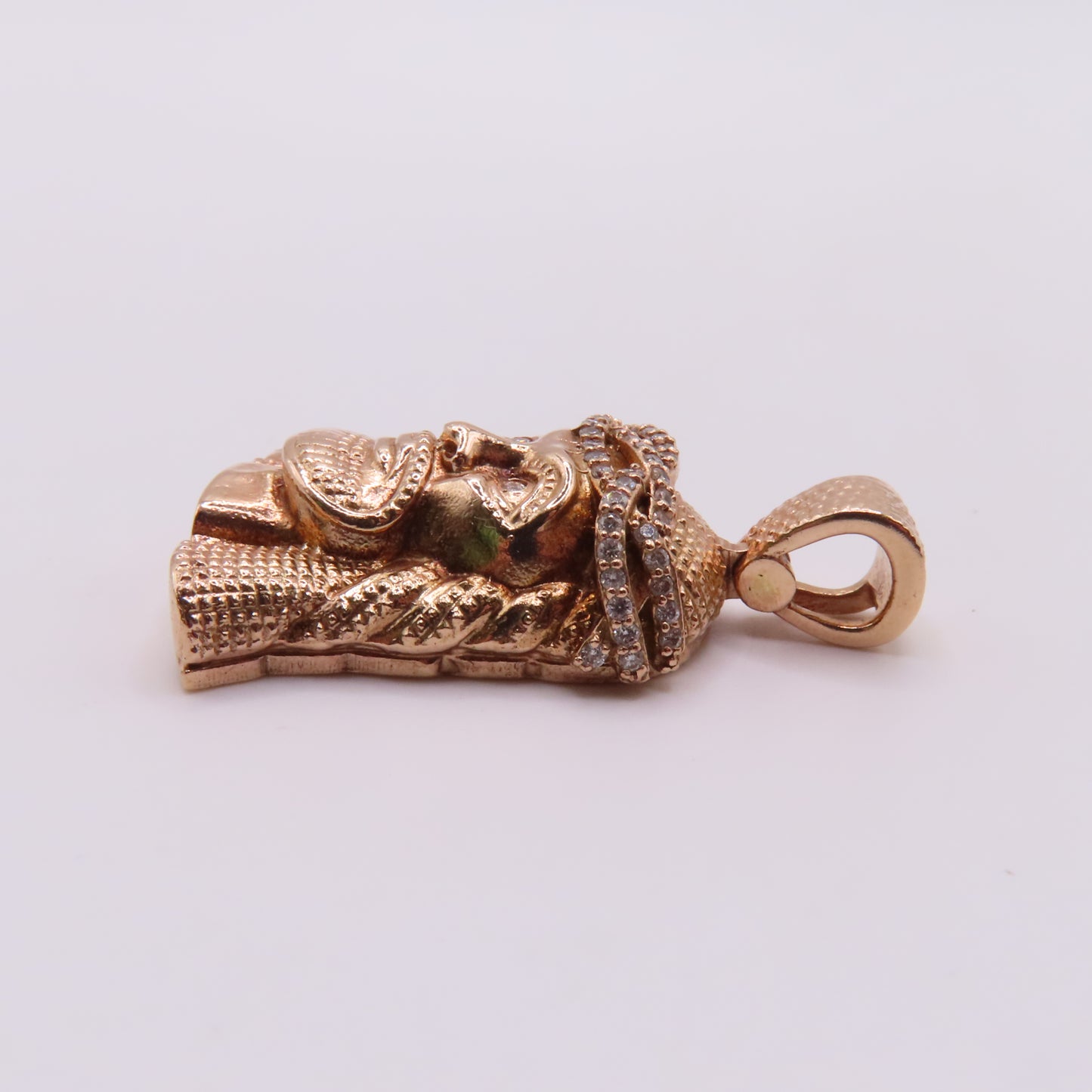 14K Rose Gold Diamond Jesus Head Crown of Thorns 3D Pendant 1.25" 10g