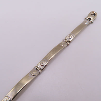 14K White Gold Greek Key Station Panel Bar Link Bracelet Modernist 7-1/2" 9g