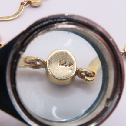 14K Yellow Gold Larimar Cabochon Wave Station Bar Link Bracelet 7" 5.3g