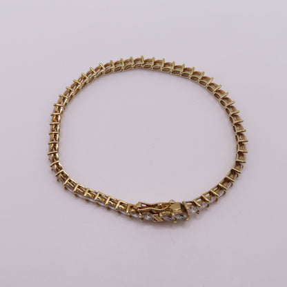 14K Yellow Gold Marquise Cut CZ Prong Set Tennis Bracelet 6.5" 8.6g