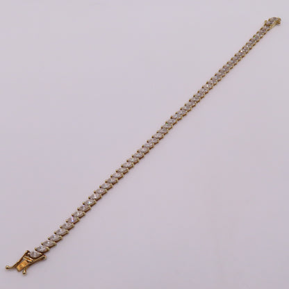 14K Yellow Gold Marquise Cut CZ Prong Set Tennis Bracelet 6.5" 8.6g