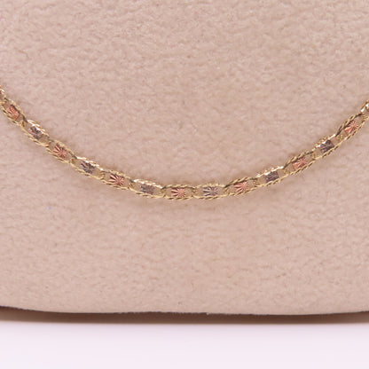 14K Tri Tone Gold Valentino Link Chain Diamond Cut Necklace 22" 3.4g