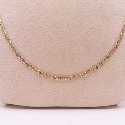 14K Tri Tone Gold Valentino Link Chain Diamond Cut Necklace 22" 3.4g