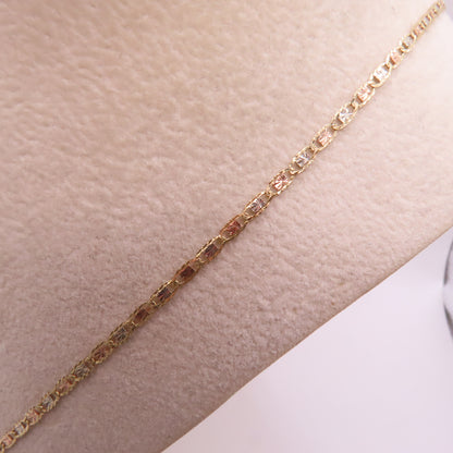 14K Tri Tone Gold Valentino Link Chain Diamond Cut Necklace 22" 3.4g