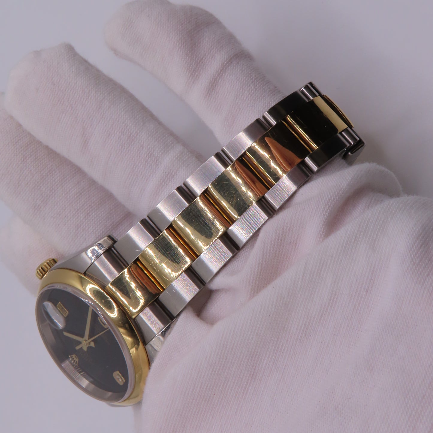 Rolex Datejust 116203 Black Onyx Diamond Dial 36mm 18K Two Tone Automatic Watch