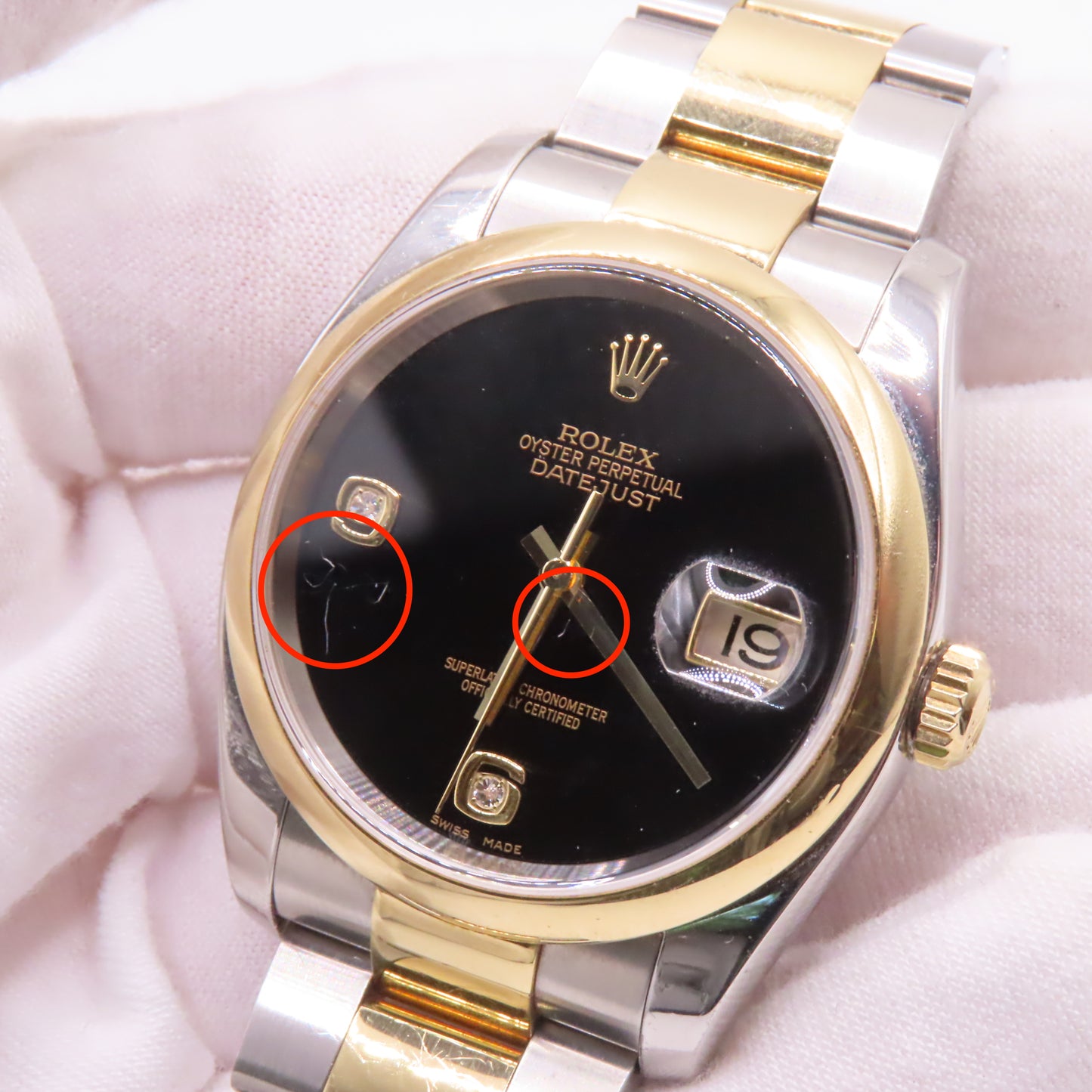 Rolex Datejust 116203 Black Onyx Diamond Dial 36mm 18K Two Tone Automatic Watch