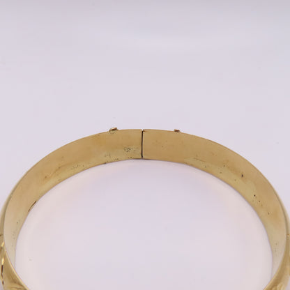 18K Yellow Gold Hinged Bangle Engraved Floral Leaf Design Bracelet 7-3/4" 20g