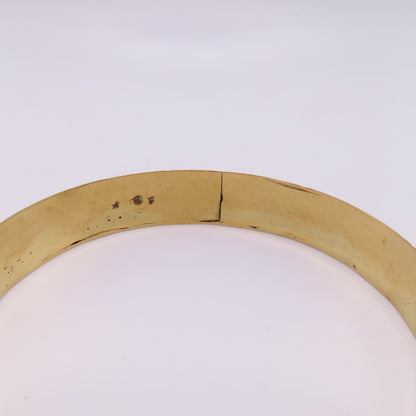 18K Yellow Gold Hinged Bangle Engraved Floral Leaf Design Bracelet 7-3/4" 20g