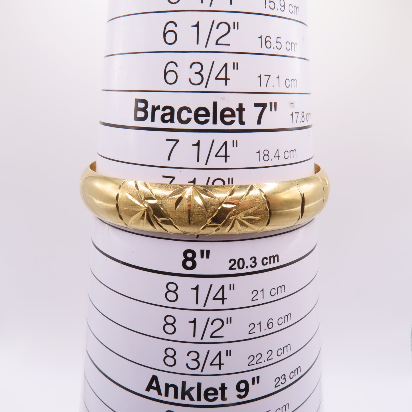 18K Yellow Gold Hinged Bangle Engraved Floral Leaf Design Bracelet 7-3/4" 20g