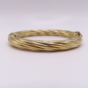 14K Yellow Gold Twisted Hinged Bangle Rope Bracelet 7" 20.3g Italy