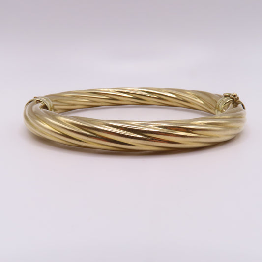 14K Yellow Gold Twisted Hinged Bangle Rope Bracelet 7" 20.3g Italy