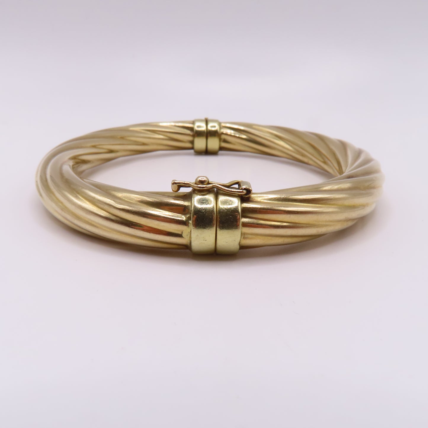 14K Yellow Gold Twisted Hinged Bangle Rope Bracelet 7" 20.3g Italy