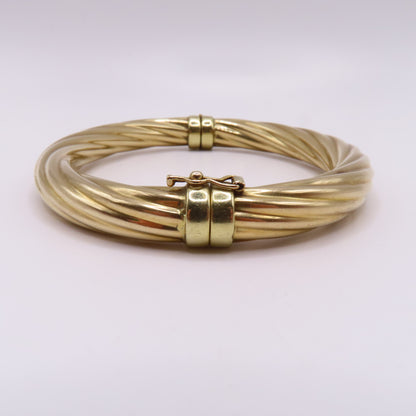 14K Yellow Gold Twisted Hinged Bangle Rope Bracelet 7" 20.3g Italy
