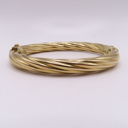 14K Yellow Gold Twisted Hinged Bangle Rope Bracelet 7" 20.3g Italy