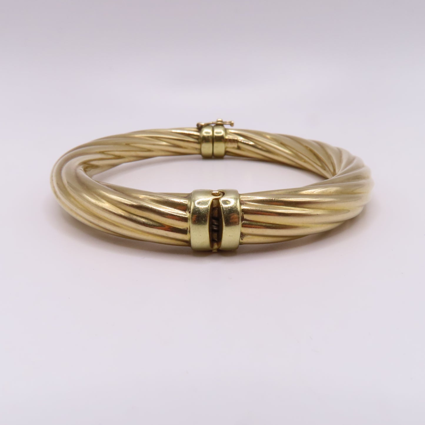 14K Yellow Gold Twisted Hinged Bangle Rope Bracelet 7" 20.3g Italy
